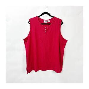 2/$30 L.A. Blues Jeans Pink Ribbed Tank Top 26/28W Plus Womens Sleeveless Y2K